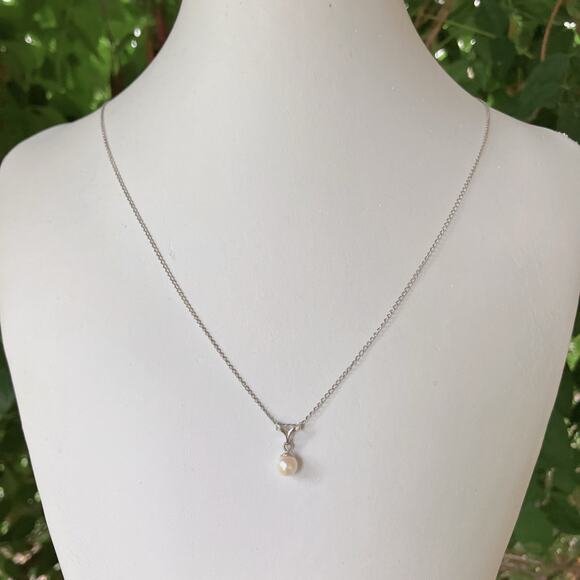 Vintage Signed Marvel Sterling Silver Pearl Pendant Necklace Mid Century 40s–50s - Picture 6 of 16